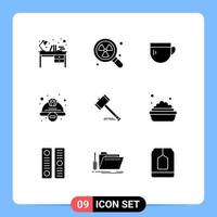 Modern Set of 9 Solid Glyphs and symbols such as worker hat protection search construction basic Editable Vector Design Elements