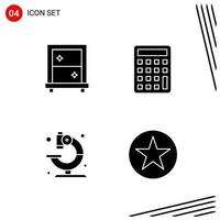 Collection of 4 Vector Icons in solid style Pixle Perfect Glyph Symbols for Web and Mobile Solid Icon Signs on White Background 4 Icons Creative Black Icon vector background