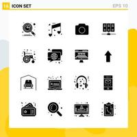 Collection of 16 Universal Solid Icons Icon Set for Web and Mobile Creative Black Icon vector background