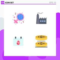 Set of 4 Vector Flat Icons on Grid for day egg sign construction day Editable Vector Design Elements