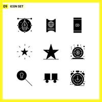 9 conjunto de iconos símbolos sólidos simples signo de glifo sobre fondo blanco para aplicaciones móviles de diseño de sitios web y medios impresos fondo de vector de icono negro creativo