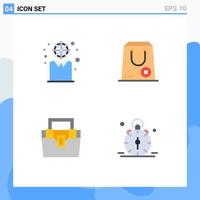 4 User Interface Flat Icon Pack of modern Signs and Symbols of business bag personal commerce construction Editable Vector Design Elements