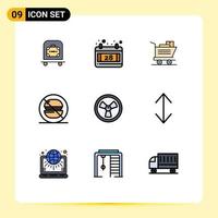 Set of 9 Modern UI Icons Symbols Signs for arrow chemist shopping biohazard label Editable Vector Design Elements