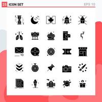 colección de 25 iconos vectoriales en estilo sólido símbolos de glifos modernos para web y móvil signo de icono sólido aislado en fondo blanco 25 iconos fondo de vector de icono negro creativo