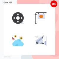 Flat Icon Pack of 4 Universal Symbols of action clapper marketing clapper board stand camera Editable Vector Design Elements