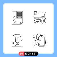 4 Line Black Icon Pack Outline Symbols for Mobile Apps isolated on white background 4 Icons Set Creative Black Icon vector background