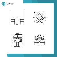 Vector Pack of 4 Outline Symbols Line Style Icon Set on White Background for Web and Mobile Creative Black Icon vector background