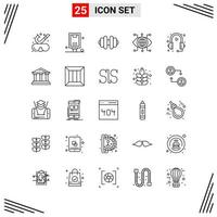 25 Icons Line Style Grid Based Creative Outline Symbols for Website Design Simple Line Icon Signs Isolated on White Background 25 Icon Set Creative Black Icon vector background