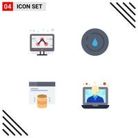 Pack of 4 creative Flat Icons of business server energy water conference Editable Vector Design Elements