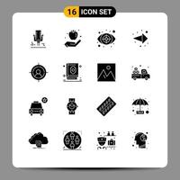 Pack of 16 Modern Solid Glyphs Signs and Symbols for Web Print Media such as man target crime right arrow Editable Vector Design Elements