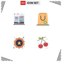 4 Universal Flat Icon Signs Symbols of art badge textbook commerce star Editable Vector Design Elements