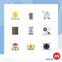 Universal Icon Symbols Group of 9 Modern Flat Colors of mobile data checkout wardrobe home Editable Vector Design Elements