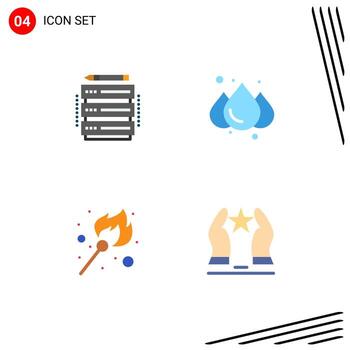 4 iconos planos universales establecidos para aplicaciones web y móviles editan elementos de diseño vectorial editables creados por el clima del servidor más ligero vector