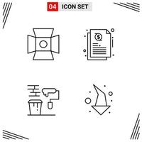 4 Icons Line Style Grid Based Creative Outline Symbols for Website Design Simple Line Icon Signs Isolated on White Background 4 Icon Set Creative Black Icon vector background