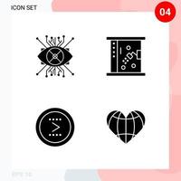 Vector Pack of 4 Icons in Solid Style Creative Glyph Pack isolated on White Background for Web and Mobile Creative Black Icon vector background