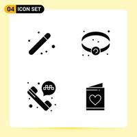 4 Creative Icons for Modern website design and responsive mobile apps 4 Glyph Symbols Signs on White Background 4 Icon Pack Creative Black Icon vector background