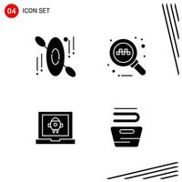 Collection of 4 Vector Icons in solid style Pixle Perfect Glyph Symbols for Web and Mobile Solid Icon Signs on White Background 4 Icons Creative Black Icon vector background