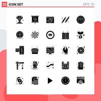 Set of 25 Modern UI Icons Symbols Signs for cells restaurant earth party candy Editable Vector Design Elements