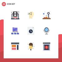 9 Universal Flat Colors Set for Web and Mobile Applications document network thinking folders joystick Editable Vector Design Elements