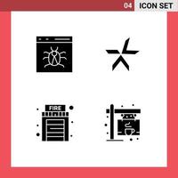 grupo de símbolos de iconos universales de glifos sólidos modernos de fuego de aplicaciones desarrollan elementos de diseño de vectores editables de la casa de monedas