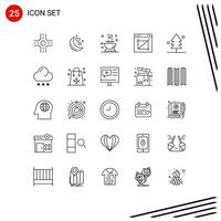 Mobile Interface Line Set of 25 Pictograms of tree garden grill forest web Editable Vector Design Elements