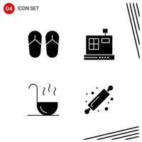 Collection of 4 Vector Icons in solid style Pixle Perfect Glyph Symbols for Web and Mobile Solid Icon Signs on White Background 4 Icons Creative Black Icon vector background