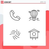 Collection of 4 Vector Icons in Line style Modern Outline Symbols for Web and Mobile Line Icon Sign Isolated on White Background 4 Icons Creative Black Icon vector background