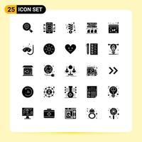 25 iconos creativos signos y símbolos modernos de amor calendario crecimiento gestión copia de seguridad elementos de diseño vectorial editables vector