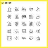 Set of 25 Modern UI Icons Symbols Signs for money budget call tool design Editable Vector Design Elements