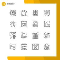 Set of 16 Vector Outlines on Grid for image photo beach photography summer Editable Vector Design Elements