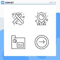 Modern 4 Line style icons Outline Symbols for general use Creative Line Icon Sign Isolated on White Background 4 Icons Pack Creative Black Icon vector background