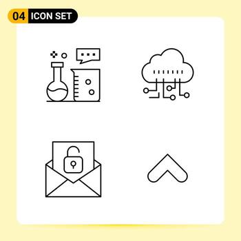 4 iconos creativos para el diseño moderno de sitios web y aplicaciones móviles receptivas 4 símbolos de contorno signos sobre fondo blanco paquete de 4 iconos fondo de vector de icono negro creativo