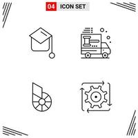 4 Icons Line Style Grid Based Creative Outline Symbols for Website Design Simple Line Icon Signs Isolated on White Background 4 Icon Set Creative Black Icon vector background