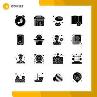 16 Icon Set Solid Style Icon Pack Glyph Symbols isolated on White Backgound for Responsive Website Designing Creative Black Icon vector background