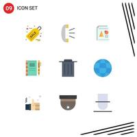 Flat Color Pack of 9 Universal Symbols of sketch notebook report drawing business Editable Vector Design Elements