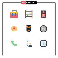 Universal Icon Symbols Group of 9 Modern Flat Colors of love favorite interior professional loudspeaker Editable Vector Design Elements