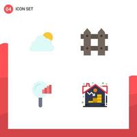 4 Flat Icon concept for Websites Mobile and Apps sky search cloudy gardening signal Editable Vector Design Elements