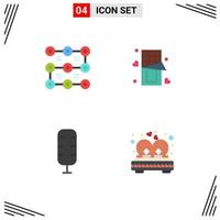 Flat Icon Pack of 4 Universal Symbols of lock commentator security food bed Editable Vector Design Elements