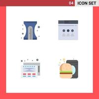 Pack of 4 creative Flat Icons of back to school web sharpener web drink Editable Vector Design Elements