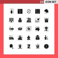 Solid Glyph Pack of 25 Universal Symbols of folder document concierge browser service Editable Vector Design Elements