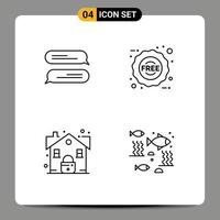 4 Line concept for Websites Mobile and Apps chatting real ecommerce shopping fish Editable Vector Design Elements