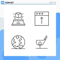 Modern 4 Line style icons Outline Symbols for general use Creative Line Icon Sign Isolated on White Background 4 Icons Pack Creative Black Icon vector background