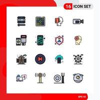 16 Universal Flat Color Filled Line Signs Symbols of code camera game cam note Editable Creative Vector Design Elements