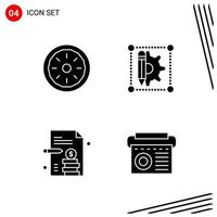 Collection of 4 Vector Icons in solid style Pixle Perfect Glyph Symbols for Web and Mobile Solid Icon Signs on White Background 4 Icons Creative Black Icon vector background