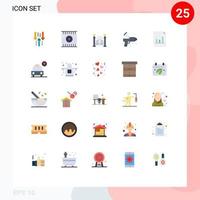 Mobile Interface Flat Color Set of 25 Pictograms of document arts video design paint airbrush Editable Vector Design Elements