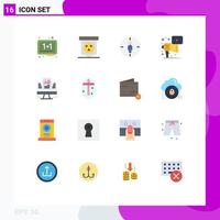 16 User Interface Flat Color Pack of modern Signs and Symbols of report megaphone skull marketing target Editable Pack of Creative Vector Design Elements