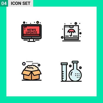 Set of 4 Modern UI Icons Symbols Signs for campaign shipping public container open Editable Vector Design Elements