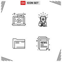 4 Icons Line Style Grid Based Creative Outline Symbols for Website Design Simple Line Icon Signs Isolated on White Background 4 Icon Set Creative Black Icon vector background