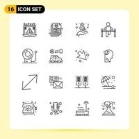 Pack of 16 Modern Outlines Signs and Symbols for Web Print Media such as man gymnastic financial gym women Editable Vector Design Elements