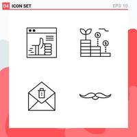 Collection of 4 Vector Icons in Line style Modern Outline Symbols for Web and Mobile Line Icon Sign Isolated on White Background 4 Icons Creative Black Icon vector background